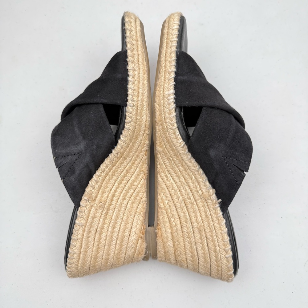 NIB SoftWalk Sz 9N Women's Hastings Jute Platform Wedge Sandal Suede Black - Picture 9 of 10